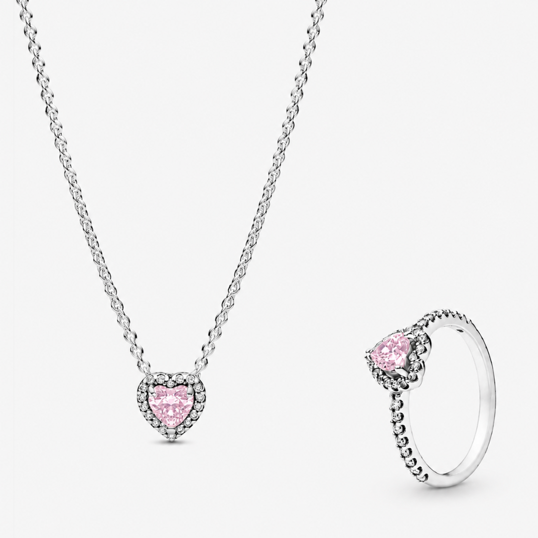 Conjunto Anillo y Collar Corazones